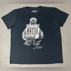Sesame Street Cookie Monster T-Shirt Black XL “Straight Outta Cookies” Tee